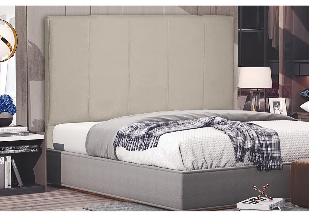 Cabeceira Arizona Para Cama Box King 195 cm Suede Bege - D'Rossi