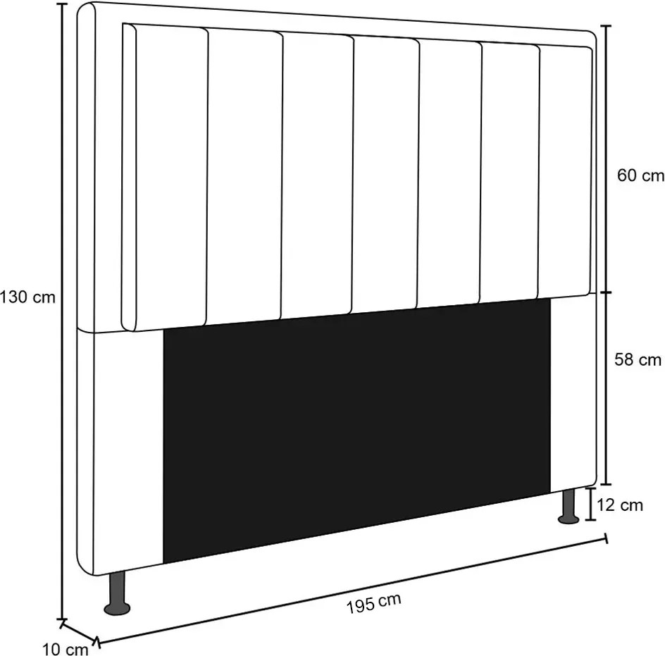 Cabeceira Casal King Cama Box 195cm  para Quarto Opala Suede M11 - D'Rossi - Grafite