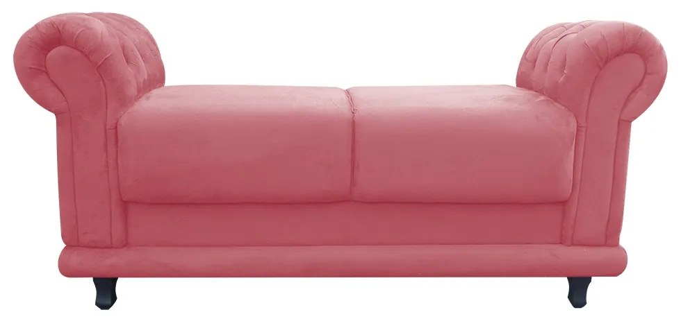 Recamier Barcelona Namoradeira Calçadeira Suede Rose com strass D'Rossi