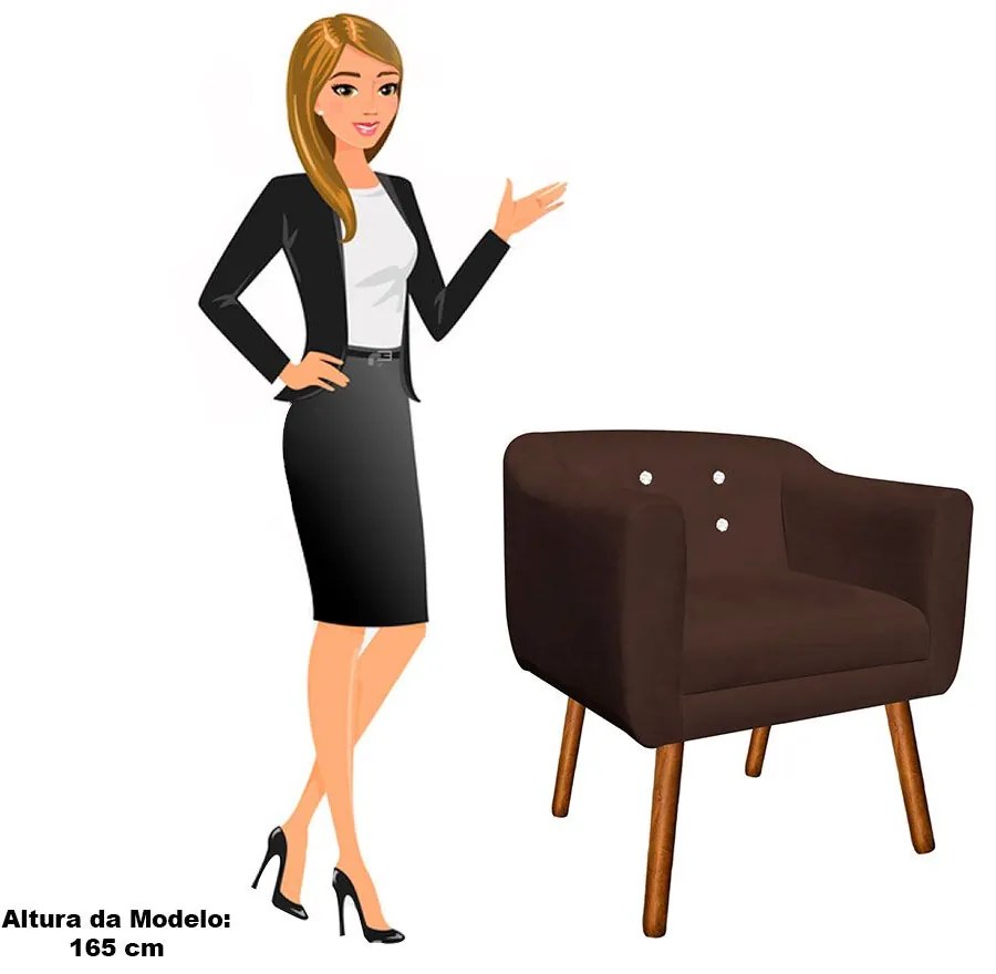 KIT 02 POLTRONAS JULIA SUEDE COM STRASS  - Marrom