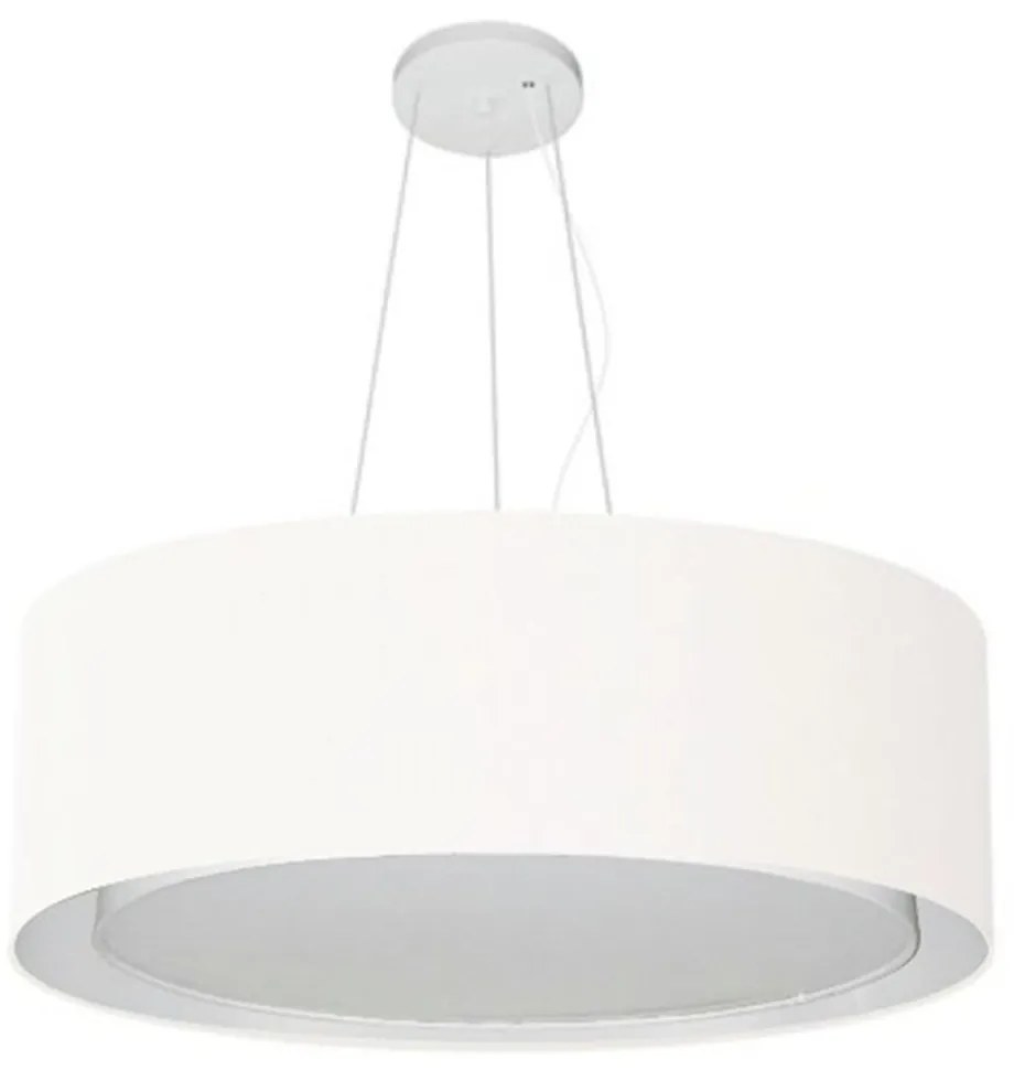 Lustre Pendente Cilíndrico Duplo Md-4126 Cúpula em Tecido 80x30cm Branco - Bivolt