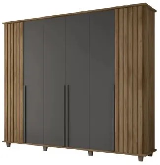 Guarda Roupa Ripado França 6 Portas Cinamomo/Grafite – RV Móveis