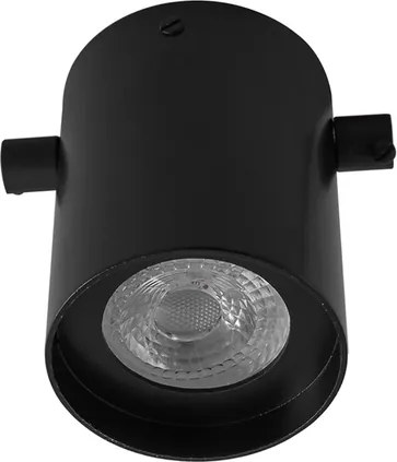 Plafon Sobrepor Redondo Gu10 7W Preto Com 2 Prensa Cabo