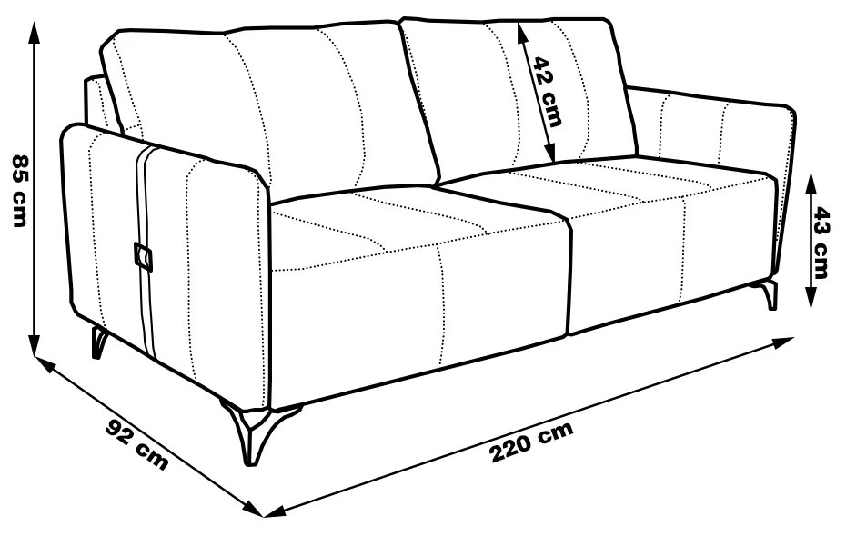 Sofá Decorativo 3 Lugares Sala de Estar 220cm Jolie Couro Conhaque G34 - Gran Belo