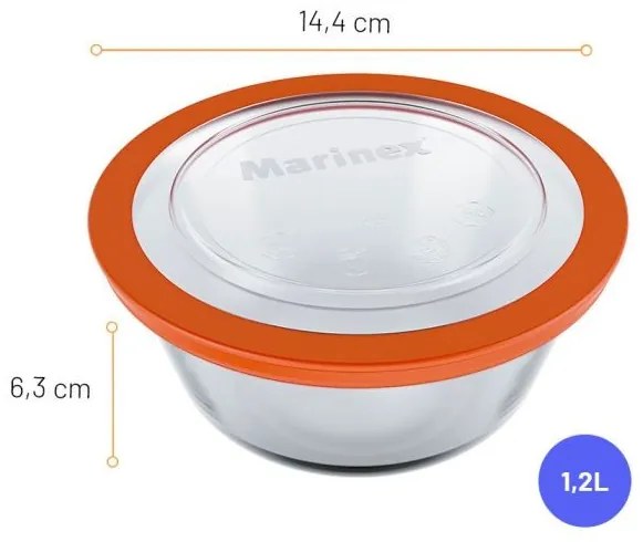 Tigela Redonda Com Tampa Plástica Marinex Pratica 1,2L