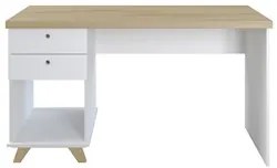 Mesa Para Computador Escrivaninha 2 Gavetas Sky Olmo/Branco - Artany