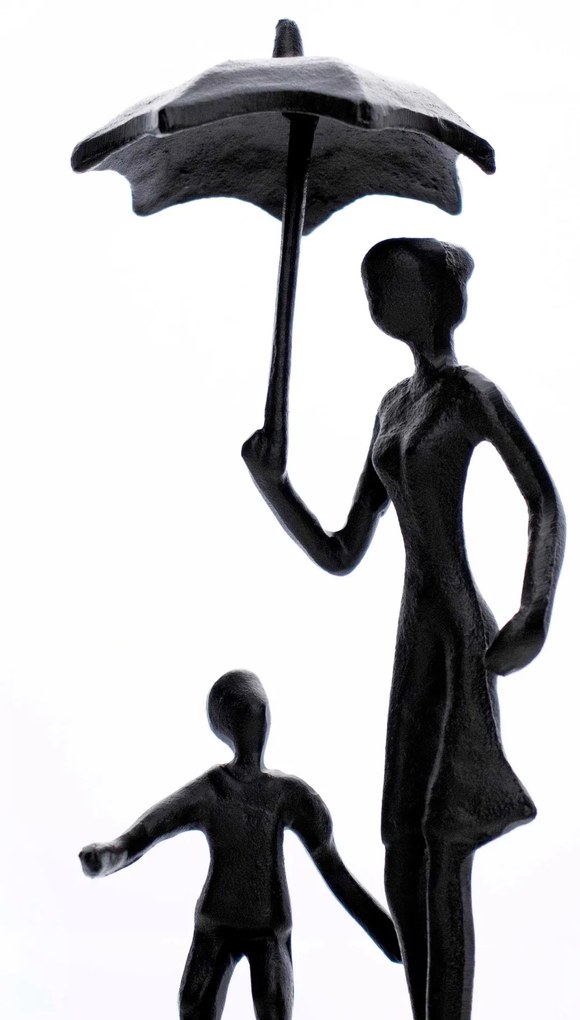 Escultura Decorativa Em Metal Preto Mãe e Filho 22x7,8 cm F04 - D'Rossi