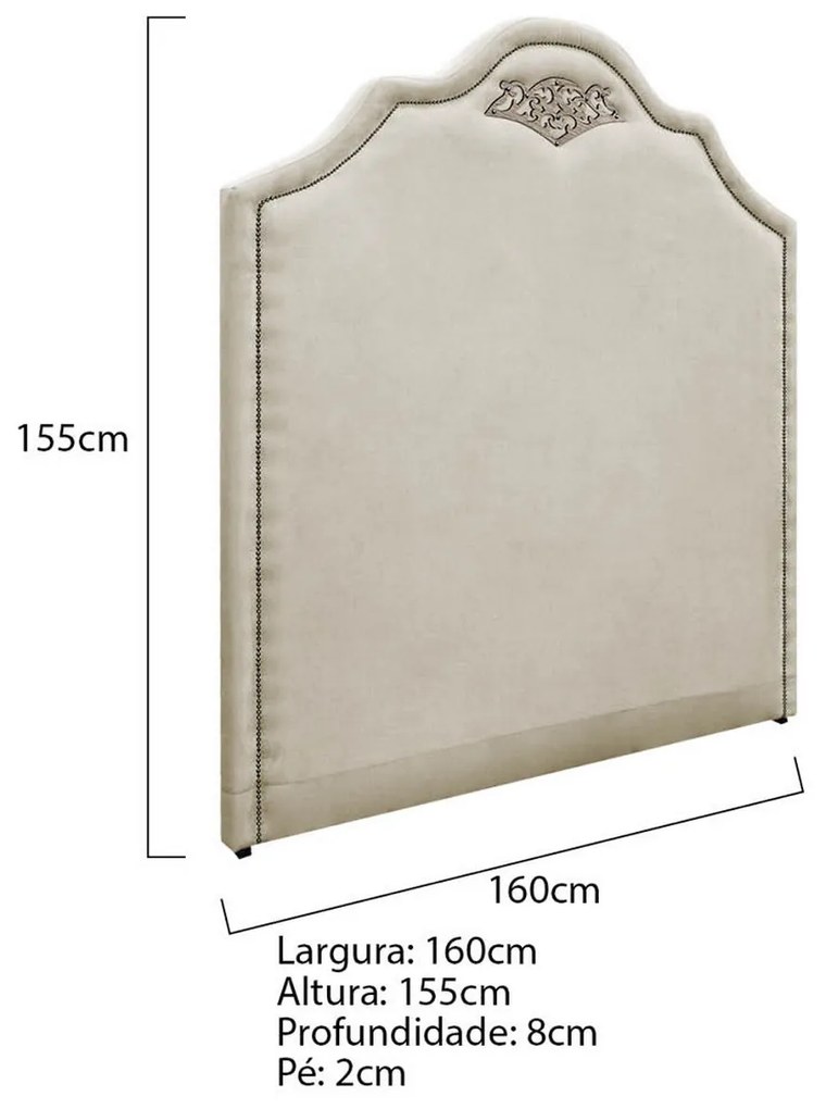 Kit Cabeceira e Calçadeira Queen Orlando P02 160 cm para cama Box Linho - ADJ Decor