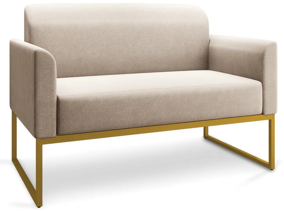 Sofá Namoradeira com Poltrona Base Industrial Dourado Marisa Linho D03 - D'Rossi - A27 Areia