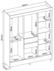Guarda Roupa Casal 8 Portas 2 Com Espelho Elite 2 Gavetas Munique D02