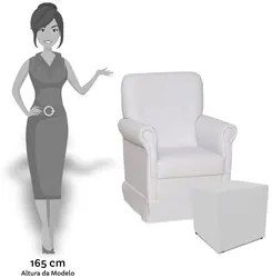 Poltrona de Amamentação Balanço e Puff Suzí Sintético Branco - Phoenix