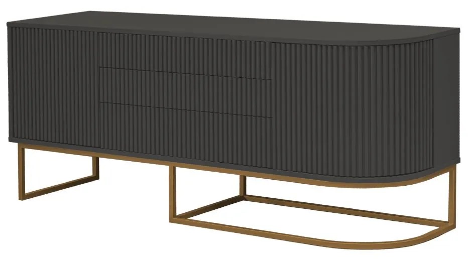 Aparador Miami - Cinza Imperador c/ Detalhes Dourado Soleil  Kleiner