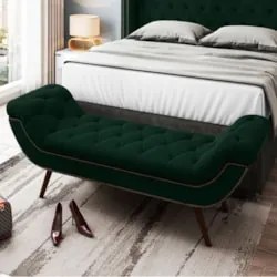 Puff Recamier Calçadeira 160cm Pés Palito Madeira Vêneto Z37 Veludo Ve