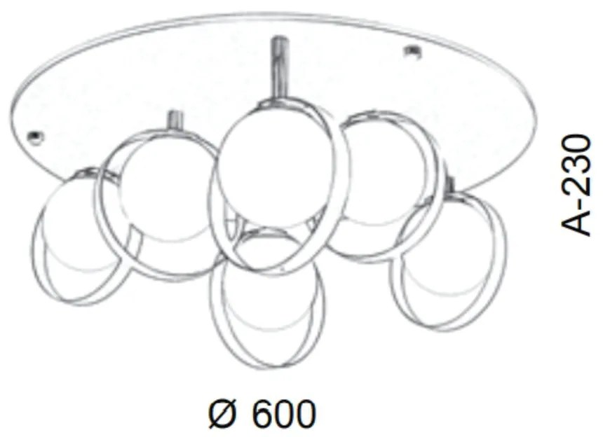 Plafon Aro Ø60X23Cm Metal E Globo Ø10Cm 06Xg9 |Old Artisan Plf-5516 (CHAMPANHE, FOSCO (BRANCO))