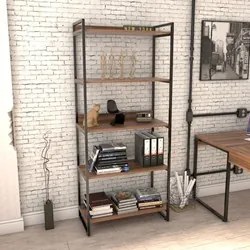 Kit 2 Estantes Livreiro Prisma Estilo Industrial 80cm 5 Prateleiras C0