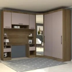Guarda Roupa Solteiro Modulado CP03 Delphi Avelã/Cinnamon L01- Mpozena
