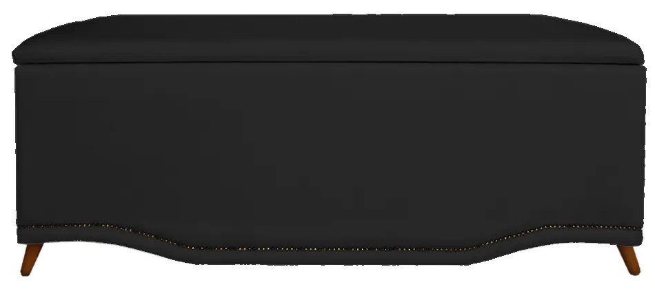 Calçadeira Baú Casal 140cm Greta Pés Palito Suede Preto - Sheep Estofados