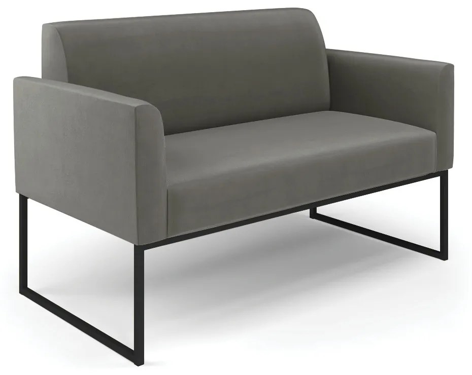 Sofá Namoradeira com 2 Poltronas Base Industrial Preto Marisa Suede Grafite D03 - D'Rossi