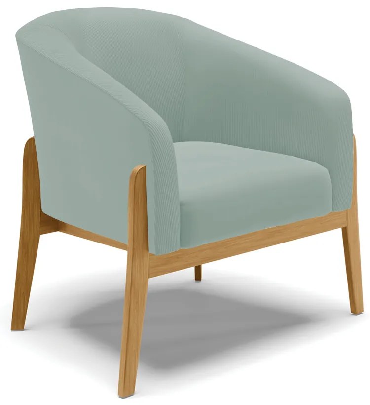 Poltrona Decorativa Base Madeira Stella Cotelê Int/Veludo D03 - D'Rossi - Menta