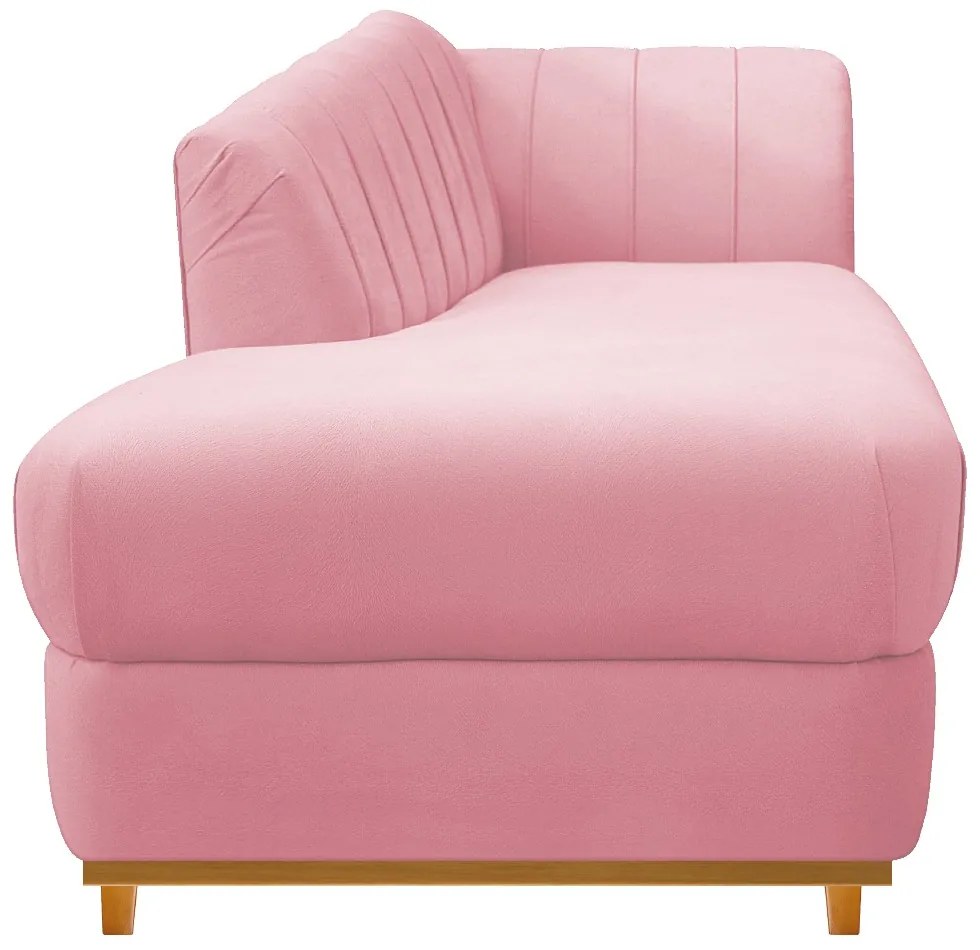 Recamier Vanessa 140cm Lado Esquerdo Suede Rosa Bebê- ADJ Decor