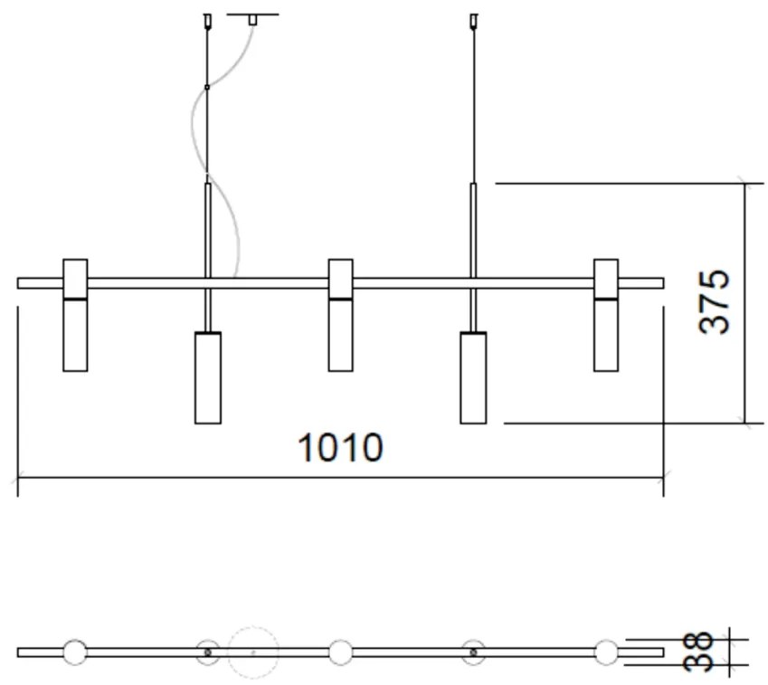 Pendente Retângular 101X3,8X36,5Cm Tubo Desalinhado Alumínio 5Xmr11 -... (CHAMPANHE)