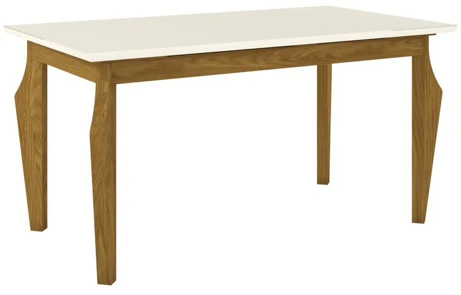 Mesa de Jantar Tampo de Vidro 160cm Ghala Nature Off White