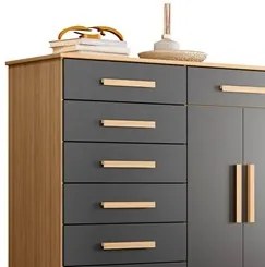 Cômoda Sapateira 8 Gavetas 2 Portas 125cm Verona Nature/Titanium - Alb