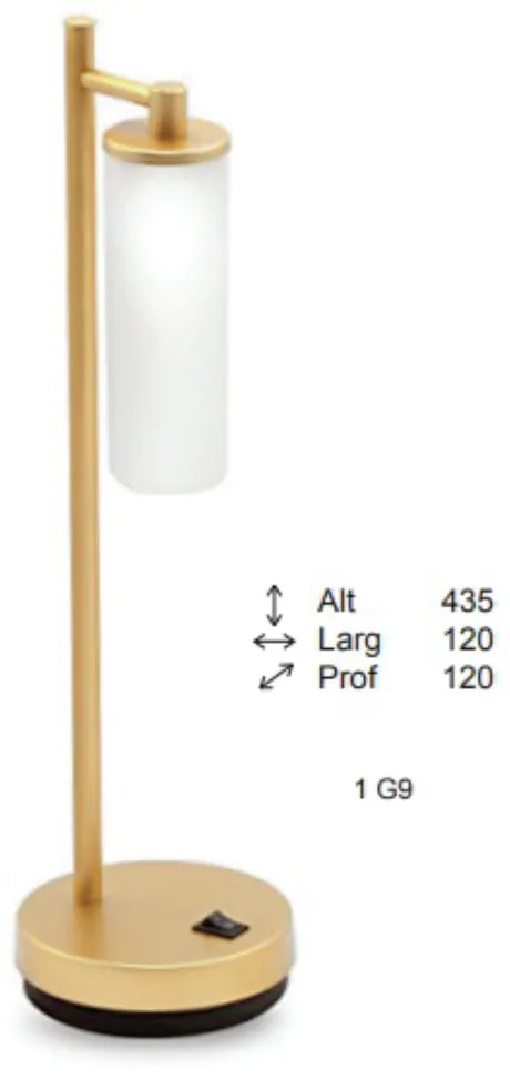 Abajur Fence Vidro Tubo Simples 12X12X43,5Cm 1Xg9 - Old Artisan Abj-56... (DOURADO FOSCO / DOURADO BRILHO)