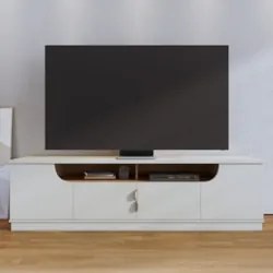Rack Bancada Para TV 75 Pol 200cm Brescia Off White/Freijó C05 - Mpoze