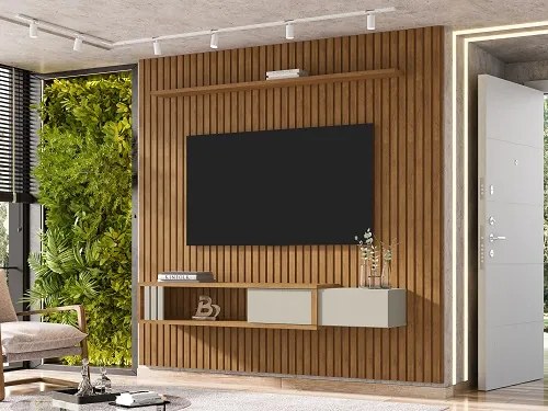 Painel Cancun Ripado Naturalle/Off White - Bechara Móveis