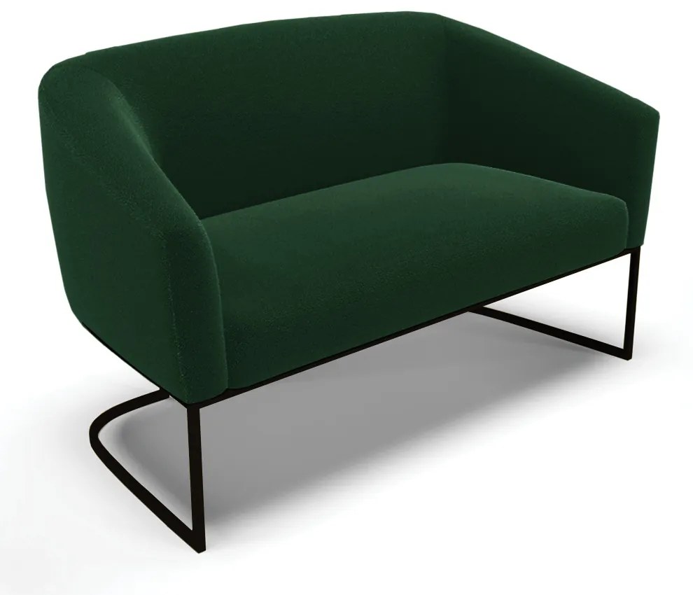 Sofá 2 Lugares Namoradeira Industrial Preto Stella Bouclê Verde D03 - D'Rossi