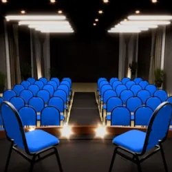 Kit 5 Cadeiras Hoteleiras Auditório Empilhável Sintético Z33 Azul - Mp