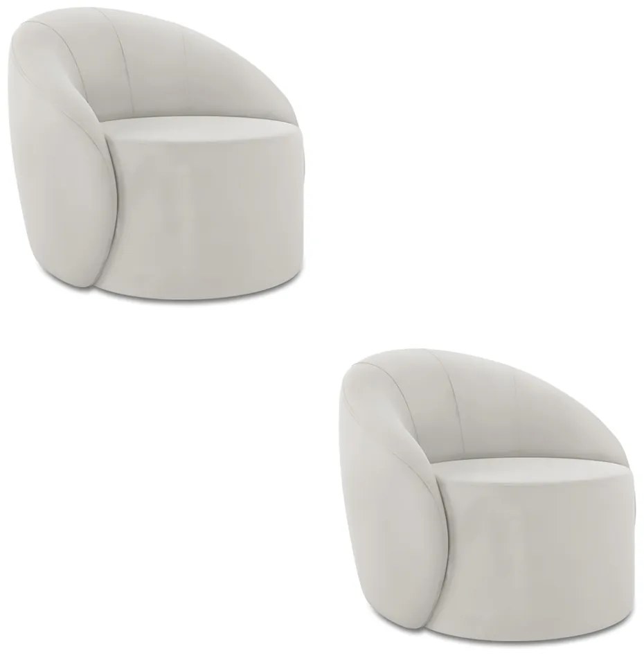 Poltrona Decorativa Orgânica Kit 2 Lua Veludo D03 - D'Rossi - Cinza