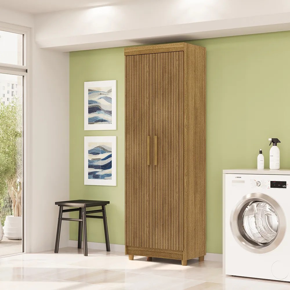 Armário Multiuso 61cm Alto 2 Portas Prateleiras Guiné Nature/Brisa V01 - D'Rossi