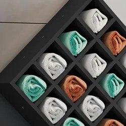Nicho de Parede Porta Toalha Para Salão Barbearia 16 Divisões Preto -