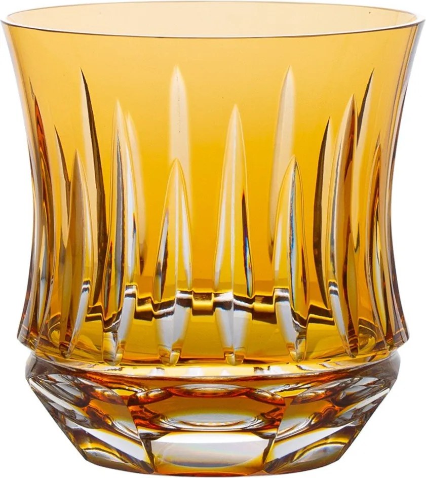 Copo de Cristal Lapidado Artesanal p/ Whisky - Amarelo - 66  Amarelo - 66