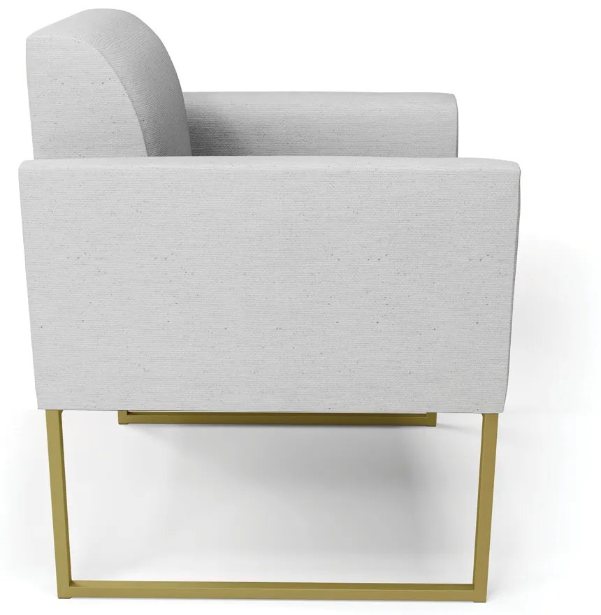 Kit 2 Poltronas Base Industrial Dourado Marisa Linho Cinza A05 D03 - D'Rossi