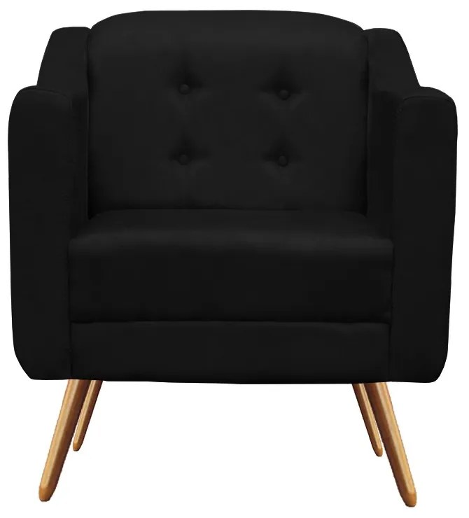 Kit Namoradeira + 2 Poltronas Bruna Pé Palito Suede Preto
