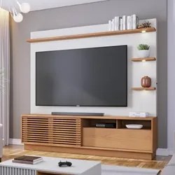 Estante Home Theater para TV 70 Pol. com LED 200cm Amiche C05 Freijó/O