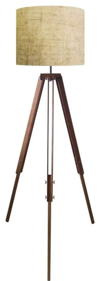 Luminaria Chao Tripe Madeira Md-2018 Cúpula em Tecido 40x30cm Rustico Bege - Bivolt