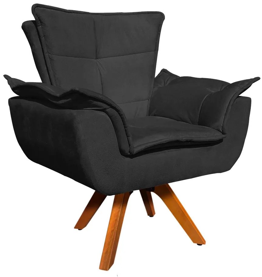 Poltrona Sala de Estar Giratória MM30 Kit 2 Opala Suede Preto