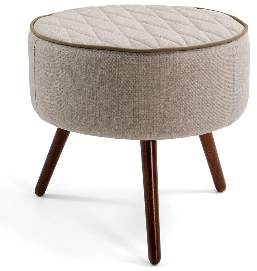 Poltrona Decorativa com Puff Sala de Estar Pés Palito Sacha Tressê Rústico G15 - Gran Belo