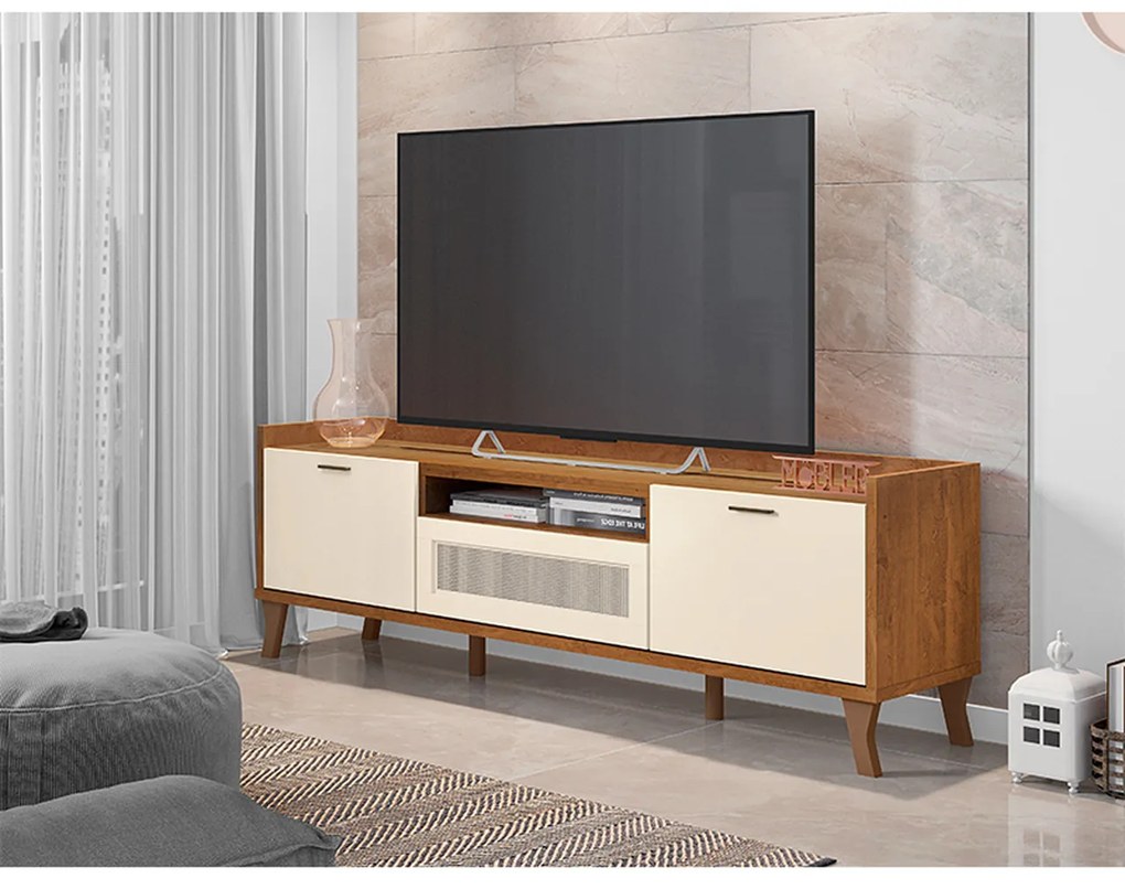 Bancada para Televisão 183cm Arcade Nature/Off White - Mobler - Marrom