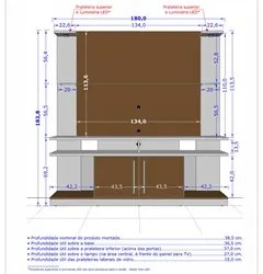 Estante Home Theater Para TV Até 60 Pol. com LED York Cinamomo/Off Whi