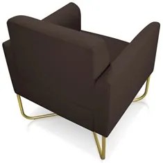 Kit 2 Poltronas Decorativas Base Industrial X Dourada Maressa S06 Sued
