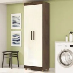 Armário Multiuso 60cm Com 2 Portas Aline Imbuia/Champanhe V02 - Mpozen