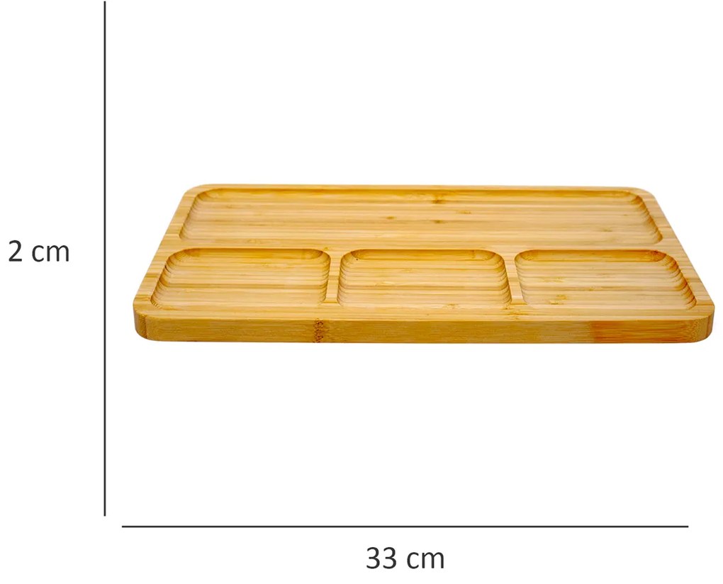 Bandeja Decorativa de Bambu para Petiscos Retangular 2x33x20cm - D'Rossi