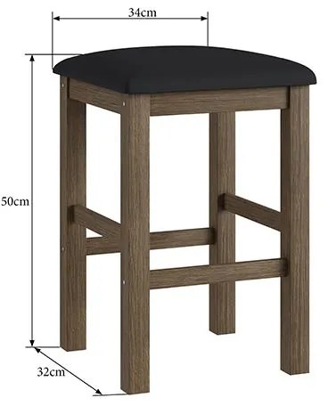 Conjunto Sala Jantar Mesa Dobrável Mdf 4 Banquetas Estofadas - Ameixa Negra/Preto