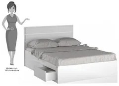 Cama de Casal Queen com Cabeceira 167cm 4 Gavetas Dreams F04 Branco -