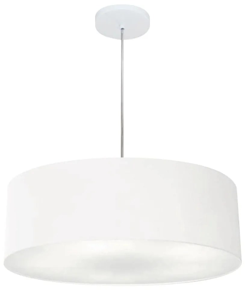 Lustre Pendente Cilíndrico Md-4217 Cúpula em Tecido 50x15cm Branco - Bivolt